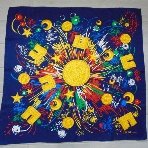 (D385) Celine Paris Silk Scarf - Picture 1 of 4